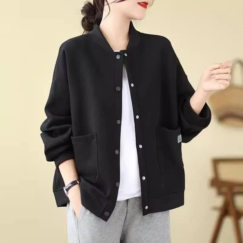 Simple Loose Casual Baseball Jacket Spring And Autumn Round Neck Single Breasted Coat Top For Women Short Outerwear K530
Simple Loose Casual Baseball Jacket Spring And Autumn Round Neck Single Breasted Coat Top For Women Short Outerwear K530