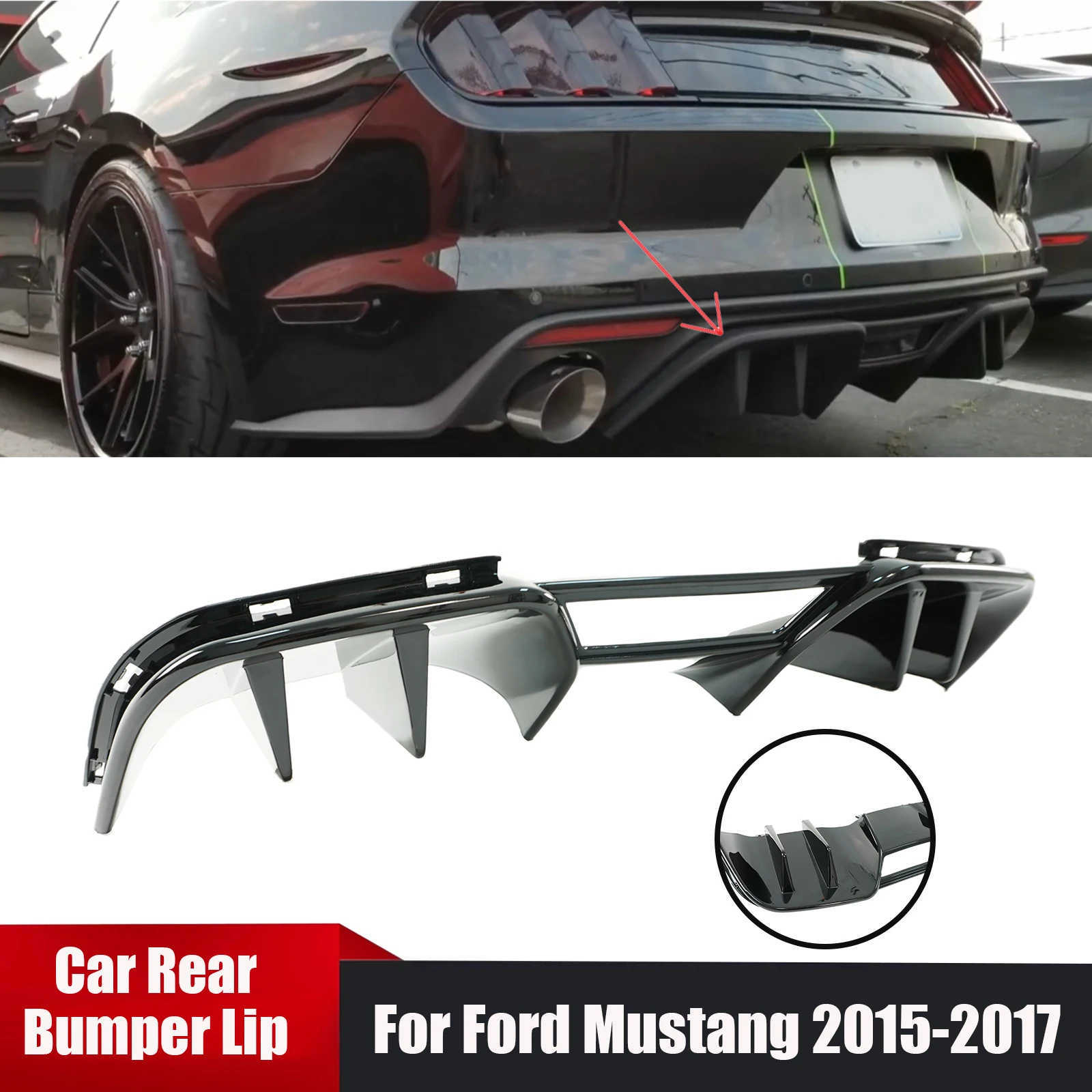 Car Rear Bumper Lip Protector For Ford Mustang 2015-2017 Styling Parts Accessory Diffuser ABS Plastic Matte/Glossy Black
Car Rear Bumper Lip Protector For Ford Mustang 2015-2017 Styling Parts Accessory Diffuser ABS Plastic Matte/Glossy Black