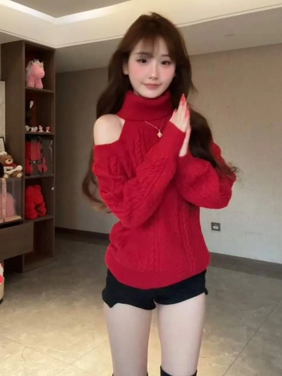 Красный свитер с высоким воротником и открытыми плечами, модная женская весенняя одежда, теплый, нежный, длинный, повседневный стиль
Красный свитер с высоким воротником и открытыми плечами, модная женская весенняя одежда, теплый, нежный, длинный, повседневный стиль