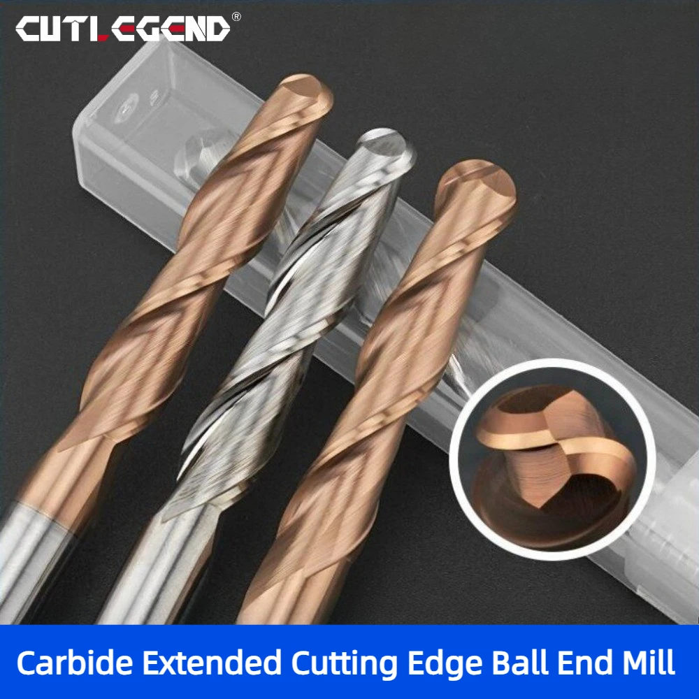 CUTLEGEND HRC60 Carbide Ball Nose Milling Cutter 2 Flutes R0.5-R10 Extended Cutting Edge End Mill Router Bit for Steel Aluminum
CUTLEGEND HRC60 Carbide Ball Nose Milling Cutter 2 Flutes R0.5-R10 Extended Cutting Edge End Mill Router Bit for Steel Aluminum