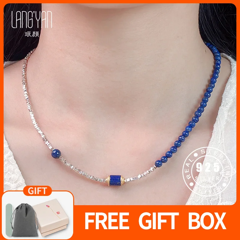 Langyan 4mm High Quality Natural Lapis Lazuli Collarbone Chain Necklace Chinese Style S925 Silver Irregular Beaded Choker XL097 
Langyan 4mm High Quality Natural Lapis Lazuli Collarbone Chain Necklace Chinese Style S925 Silver Irregular Beaded Choker XL097