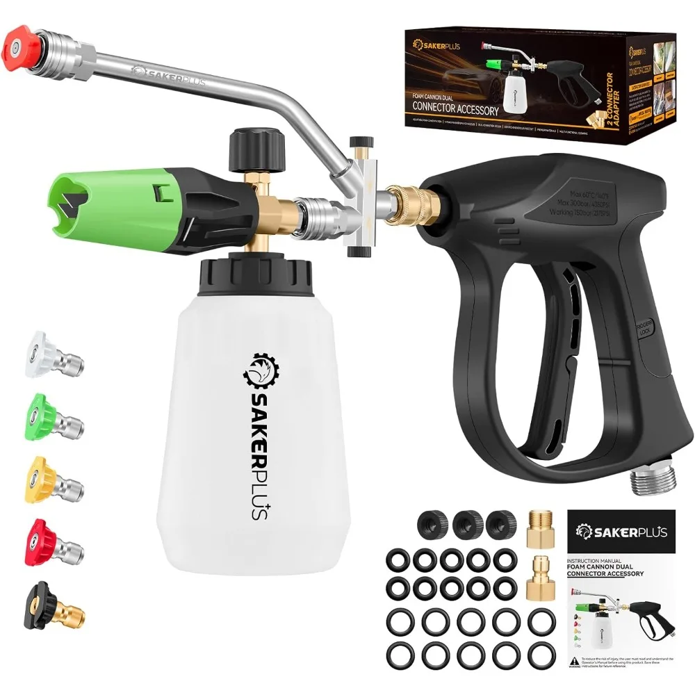 Foam Cannon Dual Connector Accessory,Pressure Washer Gun with Foam Cannon,1/4 Inch Quick Connector with 5 Power Washer Sprayer N
Foam Cannon Dual Connector Accessory,Pressure Washer Gun with Foam Cannon,1/4 Inch Quick Connector with 5 Power Washer Sprayer N
