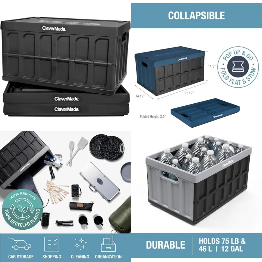Collapsible Storage Bins with Lids 46L, 3 Pack Stackable Foldable Plastic Storage Crates for Home, Closet Trunk Organization
Collapsible Storage Bins with Lids 46L, 3 Pack Stackable Foldable Plastic Storage Crates for Home, Closet Trunk Organization