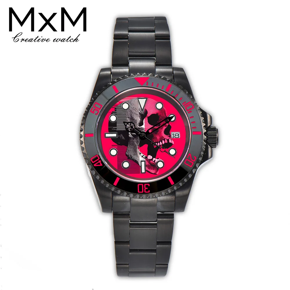 40mm Creative custom NH35 watch Color pattern printing dial Stainless steel sapphire glass Blue luminous NH35 Movement DIY watch
40mm Creative custom NH35 watch Color pattern printing dial Stainless steel sapphire glass Blue luminous NH35 Movement DIY watch