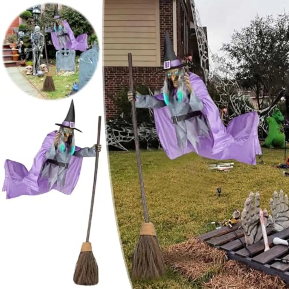 Halloween Animated Hovering Witch Animatronics Purple With Lights Garden Props Flying Witch 6 FT Hovering Witch Decorations
Halloween Animated Hovering Witch Animatronics Purple With Lights Garden Props Flying Witch 6 FT Hovering Witch Decorations