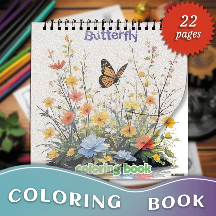 Butterfly and Flowers Coloring Book - 8.27×8.27 Inches, 22 Pages. Perfect for Nature Admirers' Relaxation
Butterfly and Flowers Coloring Book - 8.27×8.27 Inches, 22 Pages. Perfect for Nature Admirers' Relaxation