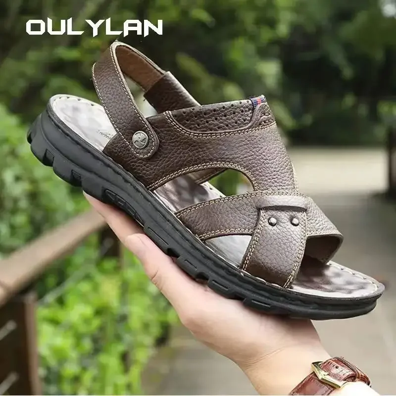 Men's Genuine Leather Sandals Summer Mens Casual Beach Shoes Roman Outdoor Thickened Soles Anti slip Slippers Plus Size 38-45
Men's Genuine Leather Sandals Summer Mens Casual Beach Shoes Roman Outdoor Thickened Soles Anti slip Slippers Plus Size 38-45