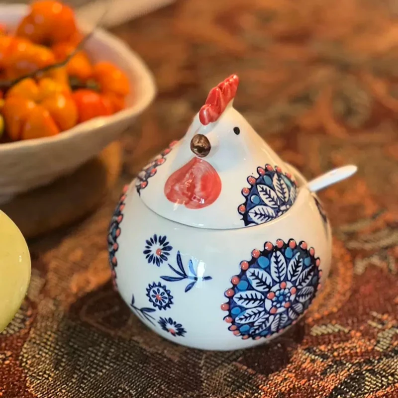 Chicken Seasoning Jar with Creative Lid and Spoon Seasoning Box, Kitchen and Household Ceramic Seasoning Jar Kitchen Storage
Chicken Seasoning Jar with Creative Lid and Spoon Seasoning Box, Kitchen and Household Ceramic Seasoning Jar Kitchen Storage