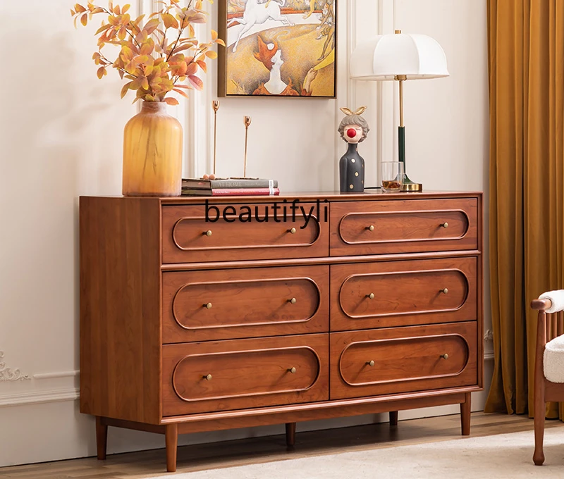 Retro Solid Wood Chest of Six Drawers Locker Bedroom Living Room Entrance Storage Drawer Small Apartment Cabinet
Retro Solid Wood Chest of Six Drawers Locker Bedroom Living Room Entrance Storage Drawer Small Apartment Cabinet