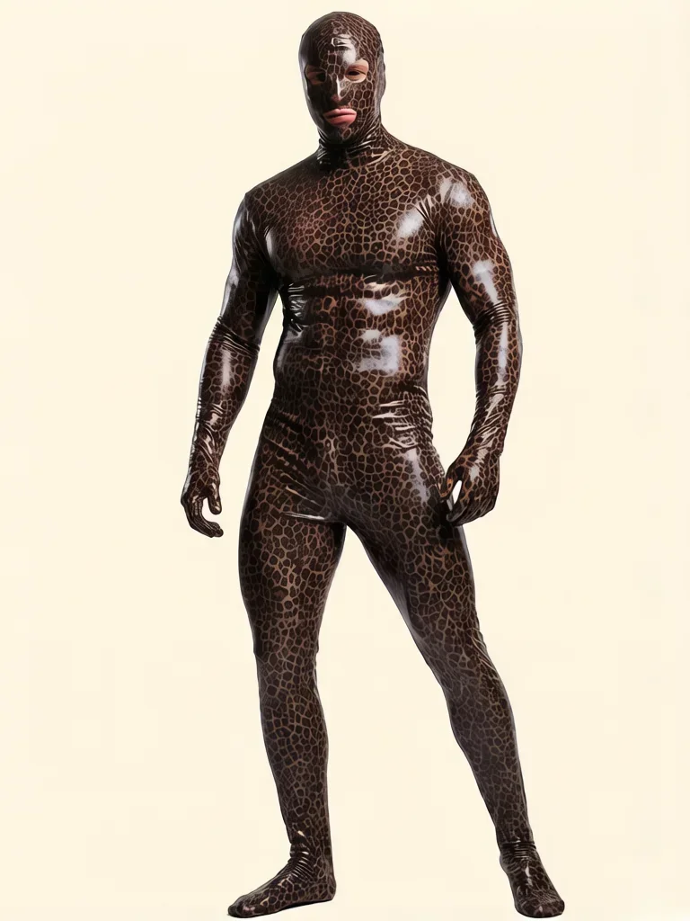 Men Leoprad Full Cover PU Bodysuit Glove Sleeve Stage Jumpsuit Fashion Zipper Crotch Tights PU Elastic Zentai Shaping Leotard
Men Leoprad Full Cover PU Bodysuit Glove Sleeve Stage Jumpsuit Fashion Zipper Crotch Tights PU Elastic Zentai Shaping Leotard