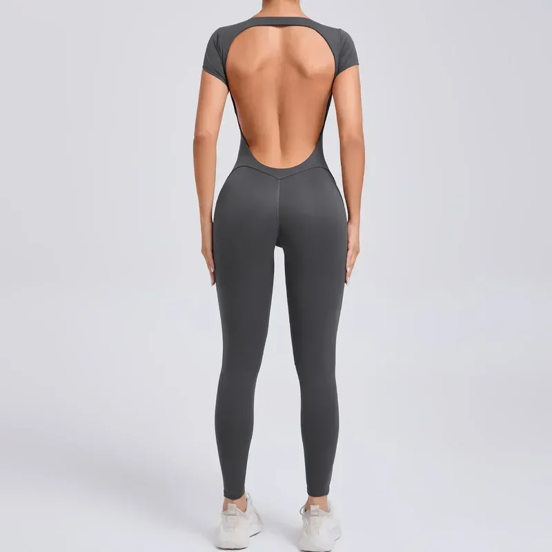 Seamless Yoga Jumpsuits Sports Fitness Hip-lifting Short-sleeved Backless One-piece Workout Gym Leggings Tracksutis for Women
Seamless Yoga Jumpsuits Sports Fitness Hip-lifting Short-sleeved Backless One-piece Workout Gym Leggings Tracksutis for Women