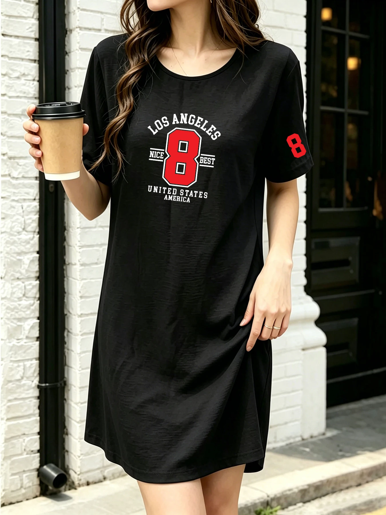Summer Thin Breathable Sports T-Shirt Dress Los Angeles No. 8 Printed Loose Mid-Length Dress Energetic Style
Summer Thin Breathable Sports T-Shirt Dress Los Angeles No. 8 Printed Loose Mid-Length Dress Energetic Style