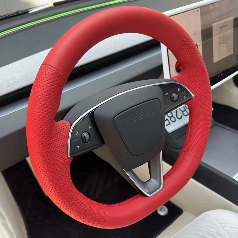 Для Tesla New Model 3 Highland 2024, сшитый вручную, нескользящий, износостойкий, красный, из натуральной кожи, чехол на руль автомобиля
Для Tesla New Model 3 Highland 2024, сшитый вручную, нескользящий, износостойкий, красный, из натуральной кожи, чехол на руль автомобиля