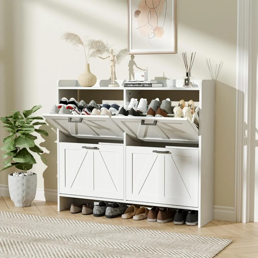 Shoe Storage Cabinet with 4 Flip Drawers for Entryway, Slim Freestanding Shoe Cabinet Organizer, Narrow Shoe Rack Cabinet
Shoe Storage Cabinet with 4 Flip Drawers for Entryway, Slim Freestanding Shoe Cabinet Organizer, Narrow Shoe Rack Cabinet