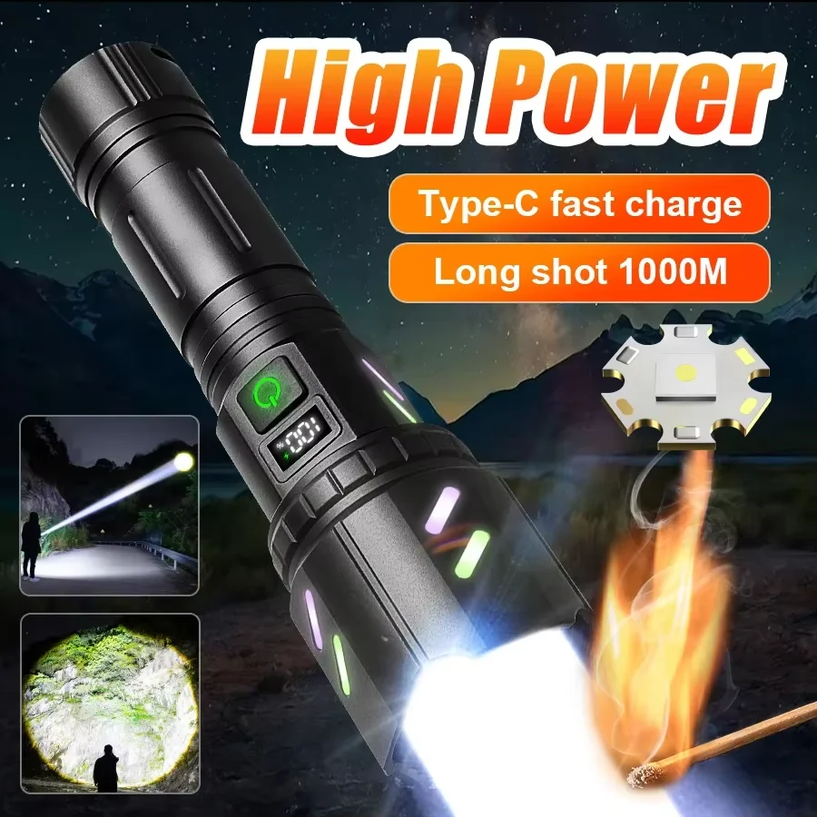 Super High Power LED Rechargeable Flashlight With 5 Modes Ultra Powerful Lamp Outdoor Lantern Camping Flashlights Can Make Fire
Super High Power LED Rechargeable Flashlight With 5 Modes Ultra Powerful Lamp Outdoor Lantern Camping Flashlights Can Make Fire