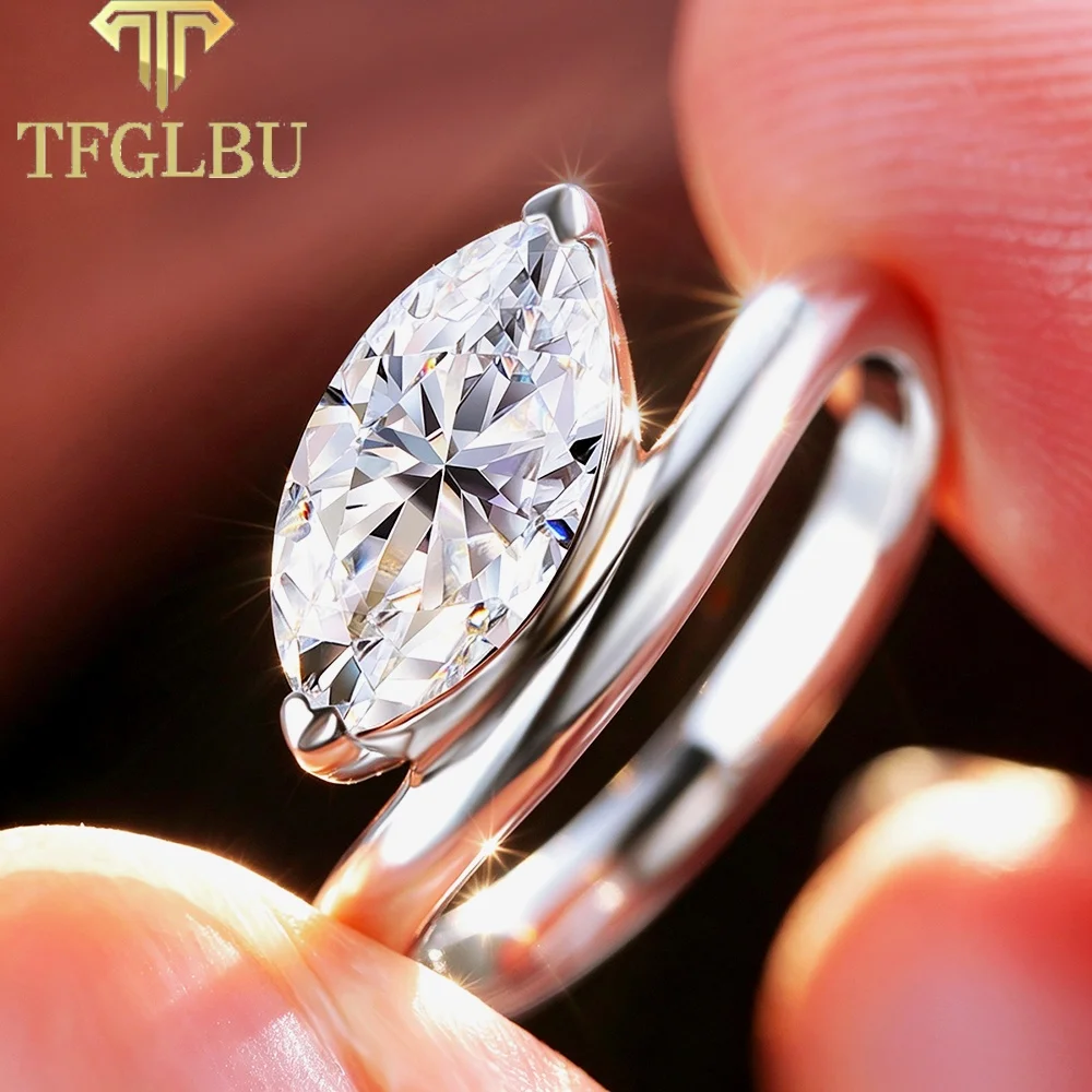 TFGLBU 2CT D Color Marquise Cut Moissanite Solitaire Ring S925 Stering Silver Slim Band Diamond Tester Approved Jewelry for Her
TFGLBU 2CT D Color Marquise Cut Moissanite Solitaire Ring S925 Stering Silver Slim Band Diamond Tester Approved Jewelry for Her