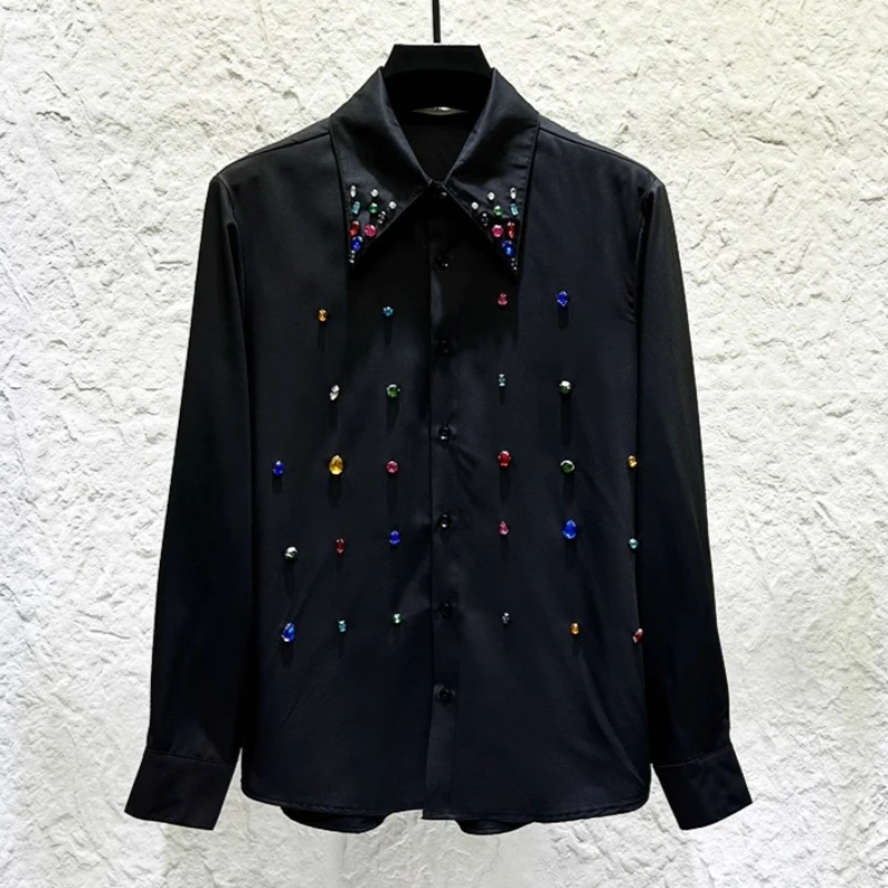 Роскошная рубашка с длинными рукавами, украшенная стразами для мужчин, рубашки для банкета, выступления на сцене, танцев, ночной клуб, мужская одежда знаменитостей
Роскошная рубашка с длинными рукавами, украшенная стразами для мужчин, рубашки для банкета, выступления на сцене, танцев, ночной клуб, мужская одежда знаменитостей