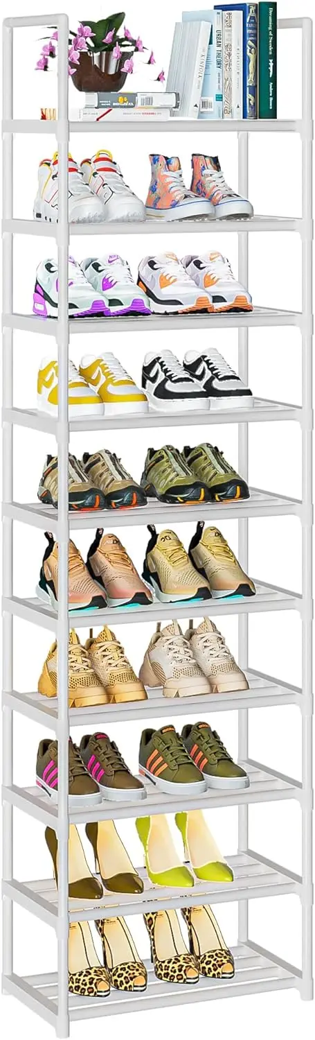 Shoe Rack Tall, Sturdy Metal Shoe Rack Organizer,Narrow Shoe Racks for Closets,Shoe Stand Shelf
