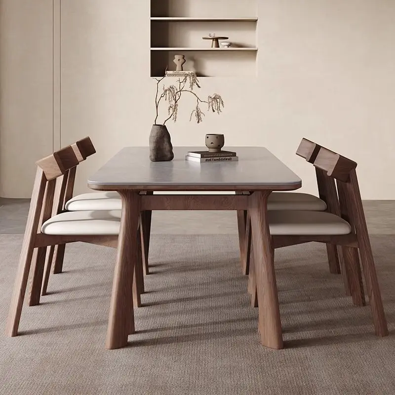 Nordic solid wood rock slab dining table and chair combination modern simple imported ash wood rectangular walnut color dining t
Nordic solid wood rock slab dining table and chair combination modern simple imported ash wood rectangular walnut color dining t