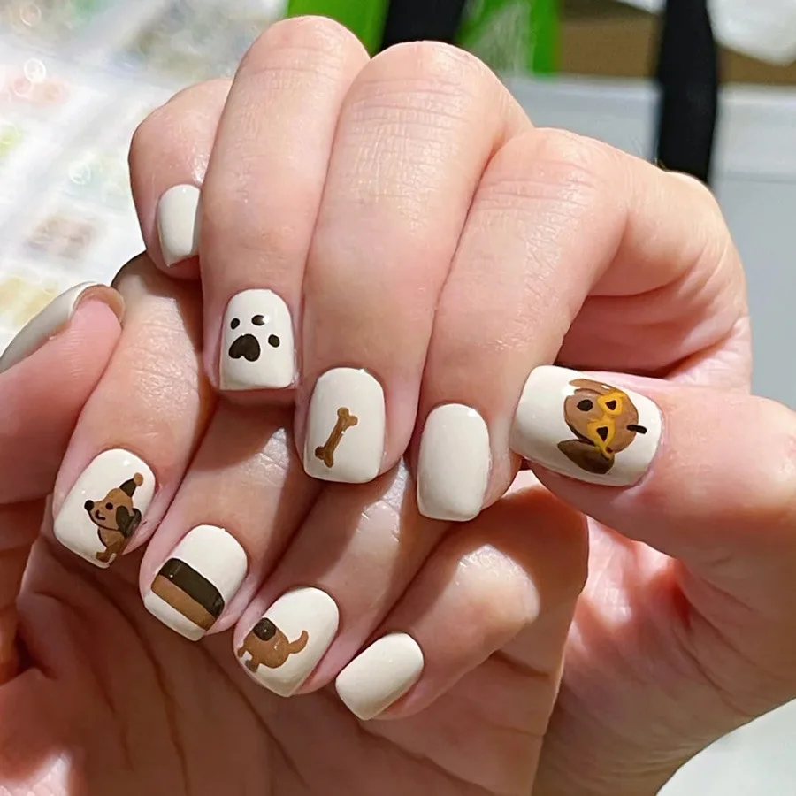 Short fake nails cute cat dog animals star print Square nail tips Japanese Korean style full cover acrylic press on false nails
Short fake nails cute cat dog animals star print Square nail tips Japanese Korean style full cover acrylic press on false nails