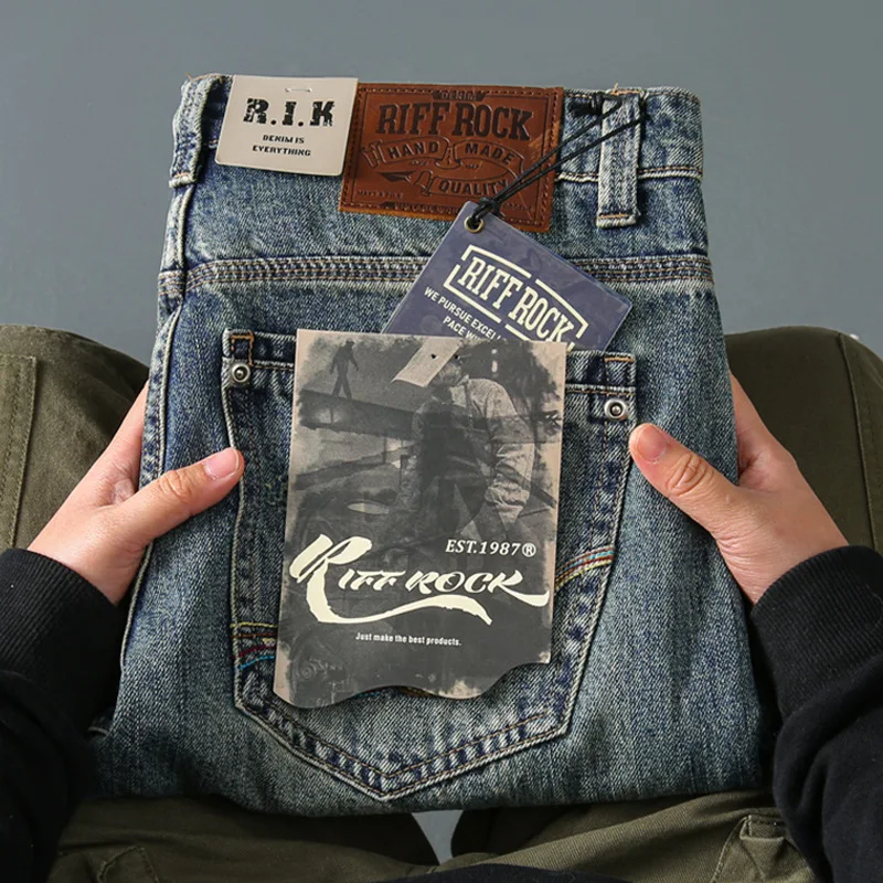 13.5OZ cotton American retro old trousers light blue jeans men's slim fit
13.5OZ cotton American retro old trousers light blue jeans men's slim fit