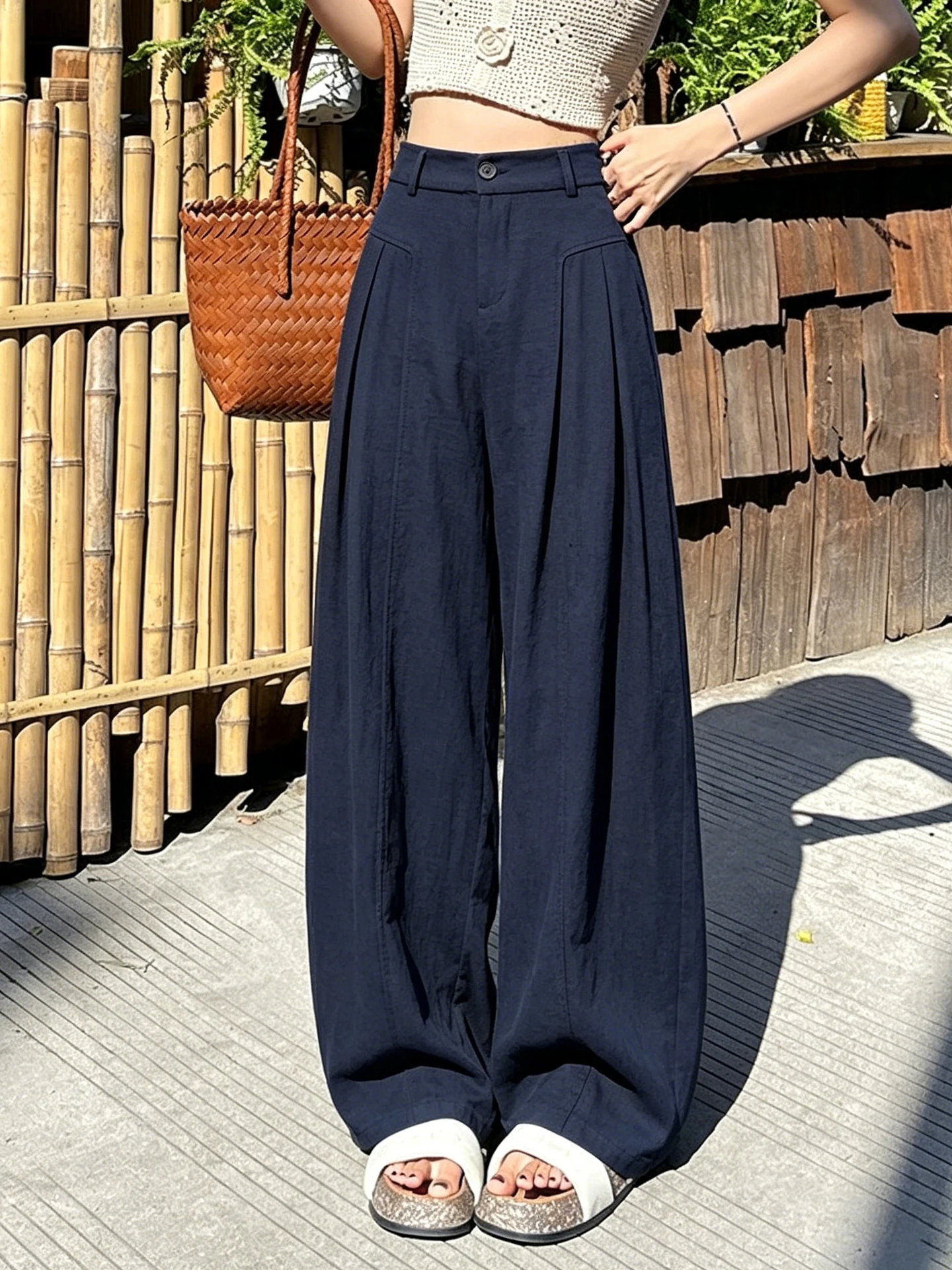 Slimming High Waist Wide Leg Pants Ice Silk Cotton Linen Material Drapey Loose Fit Summer Thin New Style Women's Suit Trousers
Slimming High Waist Wide Leg Pants Ice Silk Cotton Linen Material Drapey Loose Fit Summer Thin New Style Women's Suit Trousers