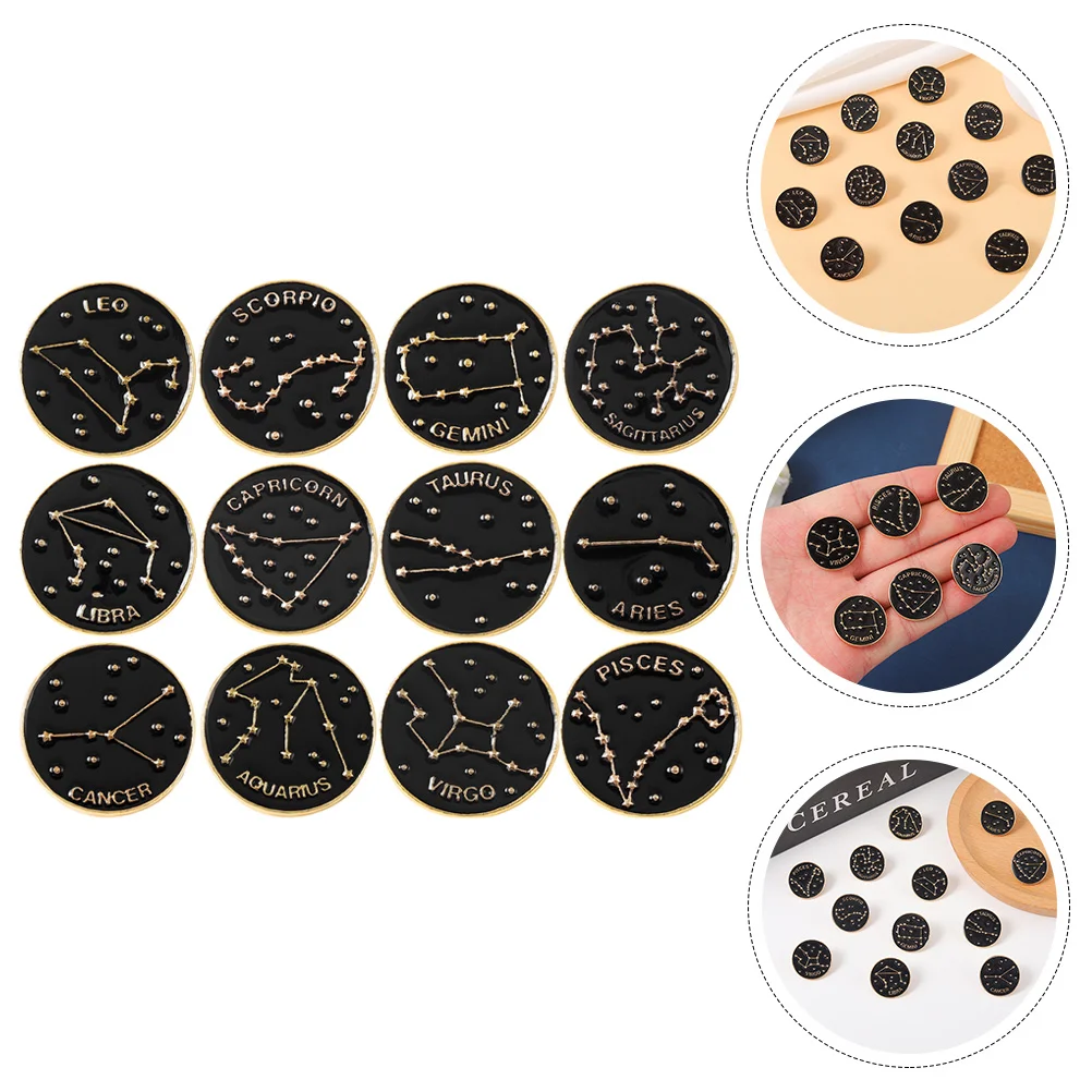 12 Pcs Black Circular Enamel Pin Brooch Alloy Zodiac Lapel for Shirts Hats Handbags Backpacks Easy
12 Pcs Black Circular Enamel Pin Brooch Alloy Zodiac Lapel for Shirts Hats Handbags Backpacks Easy
