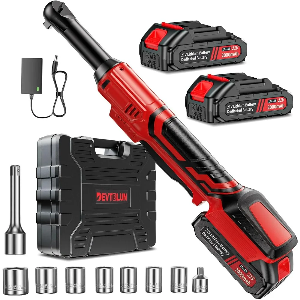 21V Electric Ratchet Wrench Set,60FT-LBS (80N.m) Extended Cordless Ratchet Wrench with 2x 2.0Ah Battery,3/8" 400 RPM Variable
21V Electric Ratchet Wrench Set,60FT-LBS (80N.m) Extended Cordless Ratchet Wrench with 2x 2.0Ah Battery,3/8" 400 RPM Variable