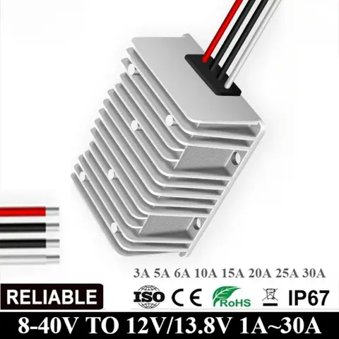 DC 8-40V to DC 12V 13.8V 3A 5A 6A 10A 15A 20A 25A 30A Boost Buck Converter Stabilizer Power Supply Voltage for EV Cars Boats