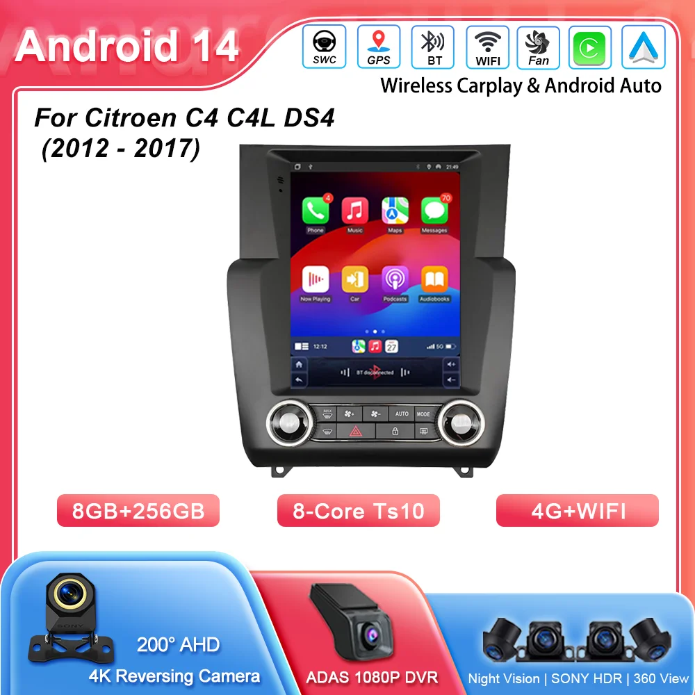 Android 14 Автомобильный радиоприемник Мультимедийный плеер Bluetooth для Citroen C4 C4L DS4 2012-2017 Авто GPS-навигация Стерео Carplay 2Din DVD
Android 14 Автомобильный радиоприемник Мультимедийный плеер Bluetooth для Citroen C4 C4L DS4 2012-2017 Авто GPS-навигация Стерео Carplay 2Din DVD