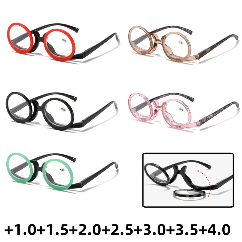 Unisex Fashion Makeup Reading Glasses Portable Eye Protection Presbyopia Glasses Flip Up Distant Vision Glasses To +4.0
Unisex Fashion Makeup Reading Glasses Portable Eye Protection Presbyopia Glasses Flip Up Distant Vision Glasses To +4.0