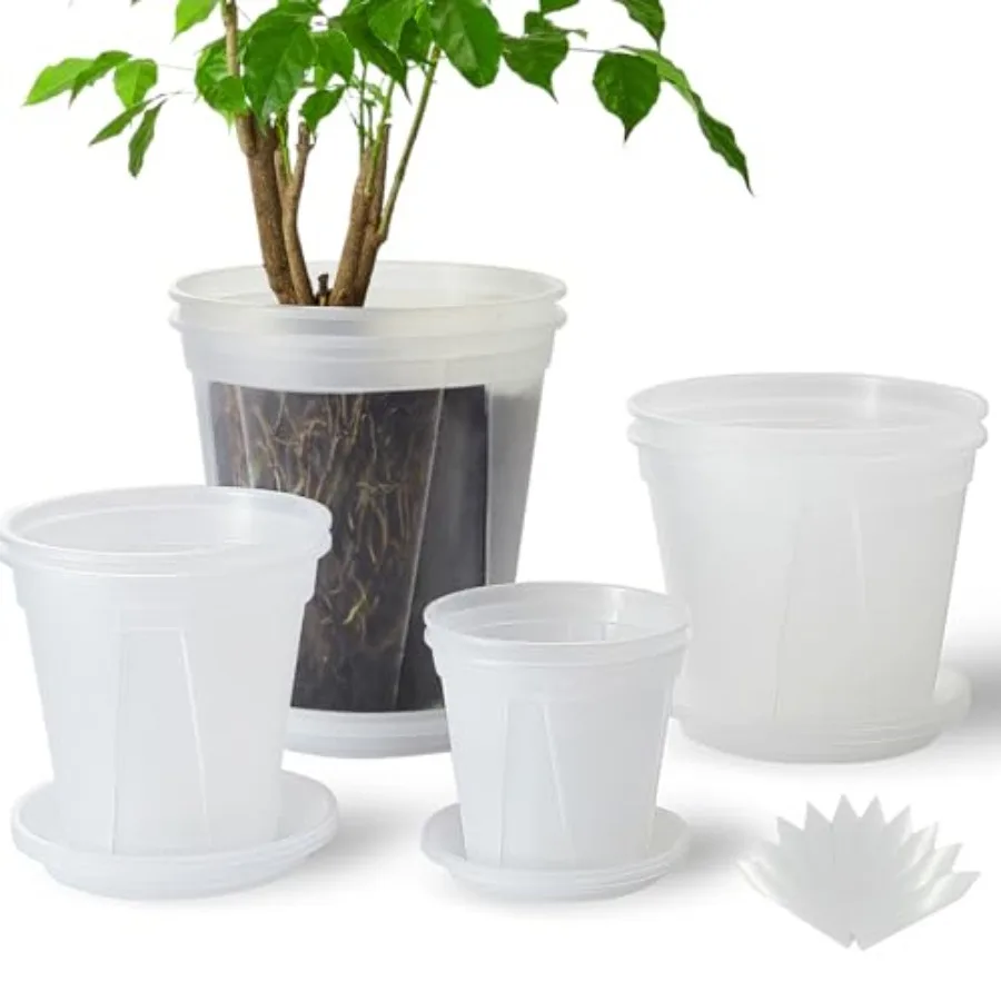 8 pcs Large Clear Nursery pots for Plants Saucers, Thick Plastic Nursery pots for Plants with Drainage Holes for Monstera Plant
8 pcs Large Clear Nursery pots for Plants Saucers, Thick Plastic Nursery pots for Plants with Drainage Holes for Monstera Plant