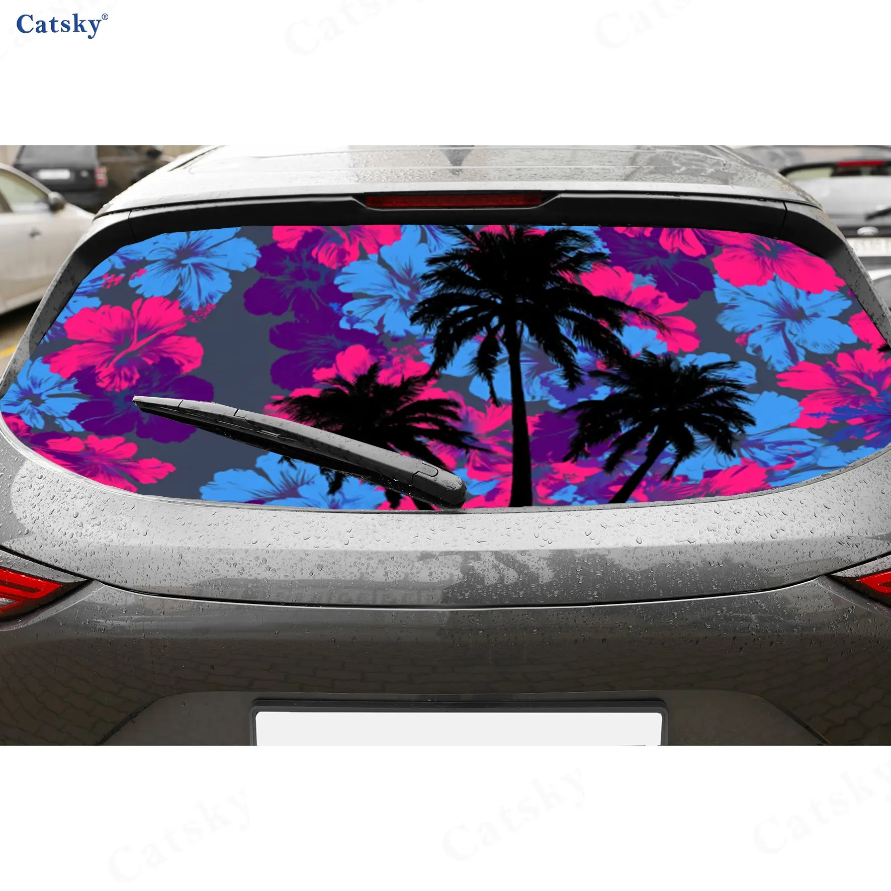Neon Tropical Hibiscus & Palm PVC Perforated Car Rear Window Vinyl Wraps, Durable Waterproof Car Rear Windshield Sticker
Neon Tropical Hibiscus & Palm PVC Perforated Car Rear Window Vinyl Wraps, Durable Waterproof Car Rear Windshield Sticker