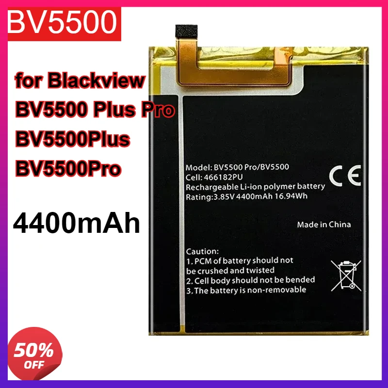 Mobile Phone Battery for Blackview, BV5500 Plus Pro, BV5500Plus, BV5500Pro, 4400mAh
Mobile Phone Battery for Blackview, BV5500 Plus Pro, BV5500Plus, BV5500Pro, 4400mAh