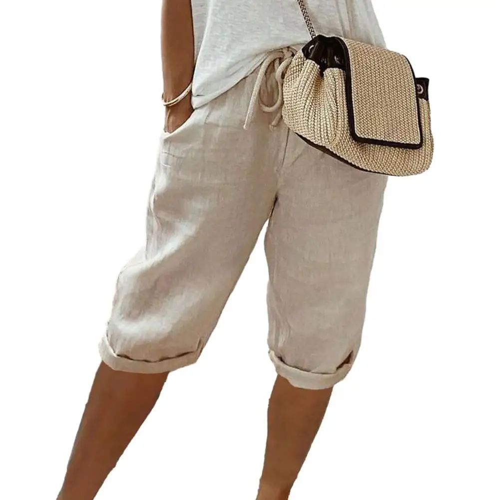 Women Summer Pants Vintage Style Knee-length Pants with Pockets for Women Breathable Elastic Waist Trousers Solid Colors Elastic
Women Summer Pants Vintage Style Knee-length Pants with Pockets for Women Breathable Elastic Waist Trousers Solid Colors Elastic