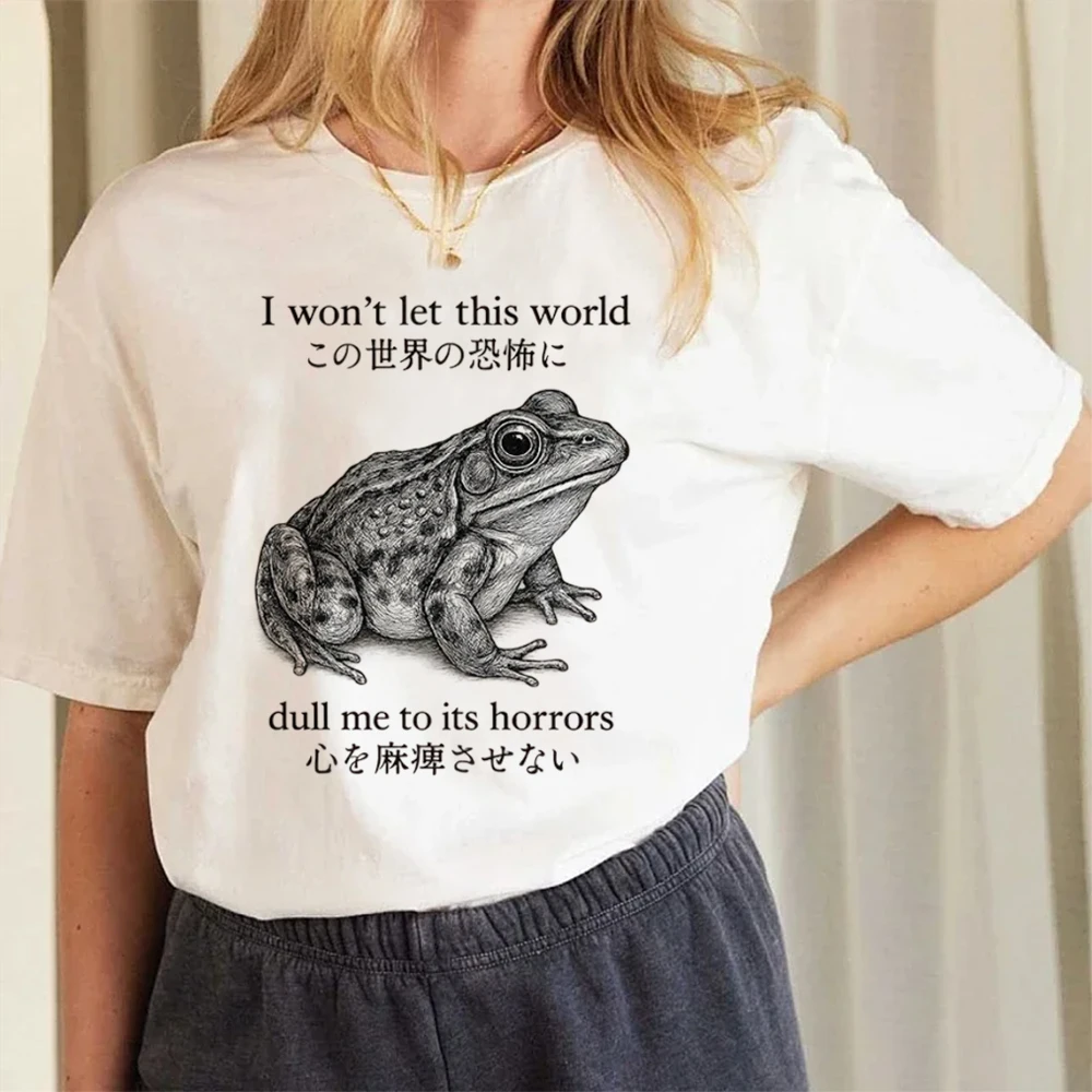 Printed Frog Pattern T-Shirt Basic Trendy Clothing Women's Retro Japanese Style Fashion O-Neck Street Regular White T-Shirt
Printed Frog Pattern T-Shirt Basic Trendy Clothing Women's Retro Japanese Style Fashion O-Neck Street Regular White T-Shirt