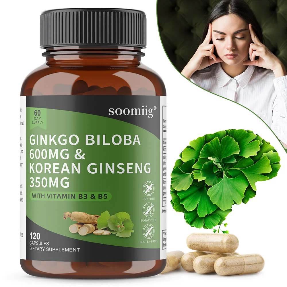 Ginkgo Biloba and Korean Ginseng - Supports Memory and Brain Function, Boosts Energy, Improves Cognition, and Sharpens Thinking
Ginkgo Biloba and Korean Ginseng - Supports Memory and Brain Function, Boosts Energy, Improves Cognition, and Sharpens Thinking