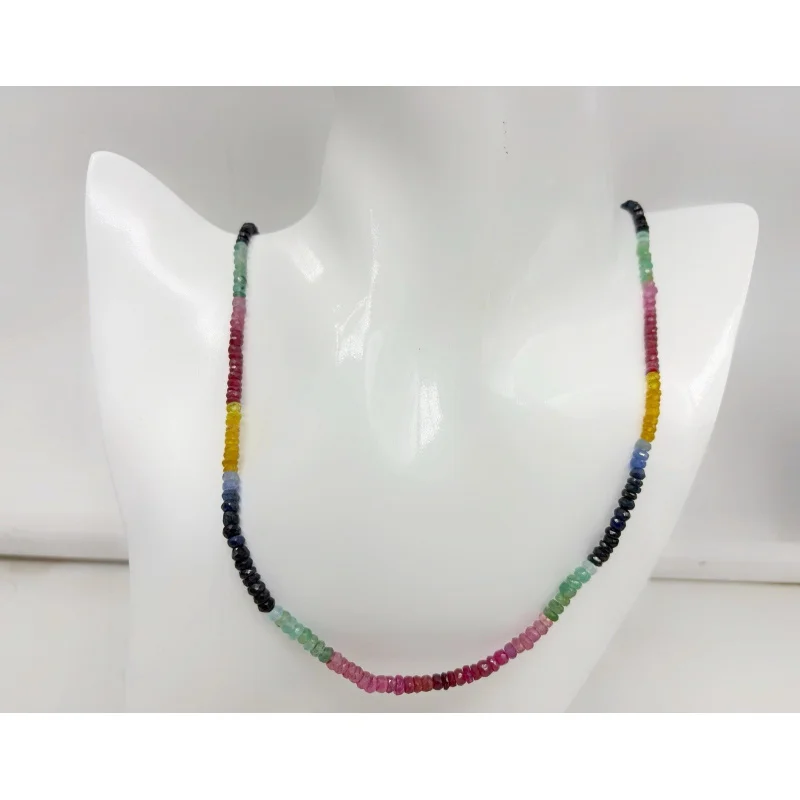 Multi Sapphire Necklace 20” Round Faceted 4–5mm Sterling Silver Clasp
Multi Sapphire Necklace 20” Round Faceted 4–5mm Sterling Silver Clasp