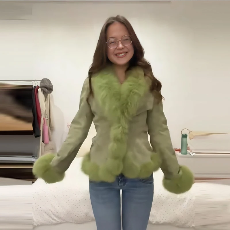 Women's Green Fur Collar Jacket Slim Fit Long Sleeve Clothing Date Commuter Female Coat 2025 Women's New Versatile Clothes
Women's Green Fur Collar Jacket Slim Fit Long Sleeve Clothing Date Commuter Female Coat 2025 Women's New Versatile Clothes