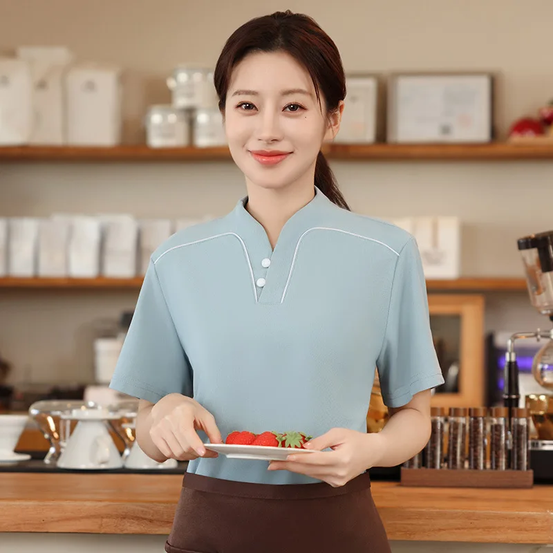 Waiter workwearTT-shirt Dining Restaurant Supermarket Milk Tea Hot Pot Restaurant Summer Workwear Short Sleeve Printinglogo
Waiter workwearTT-shirt Dining Restaurant Supermarket Milk Tea Hot Pot Restaurant Summer Workwear Short Sleeve Printinglogo