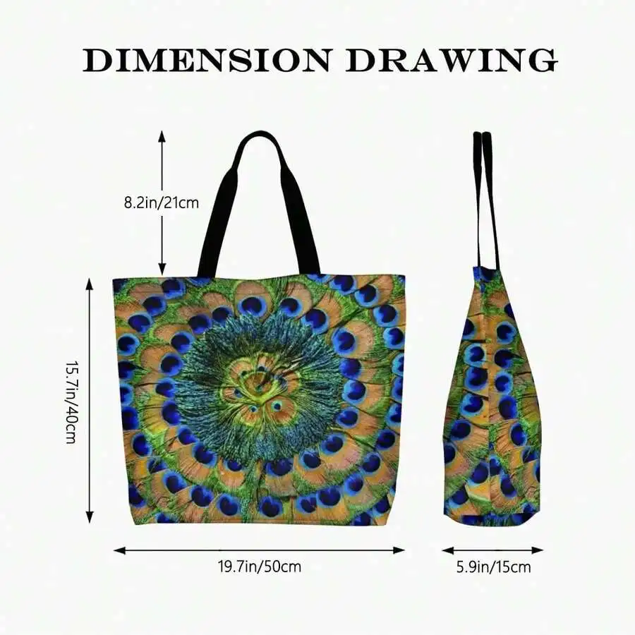 Peacock Feather Print Casual Tote Bag Bohemian Style Women Shoulder Handbag
Peacock Feather Print Casual Tote Bag Bohemian Style Women Shoulder Handbag