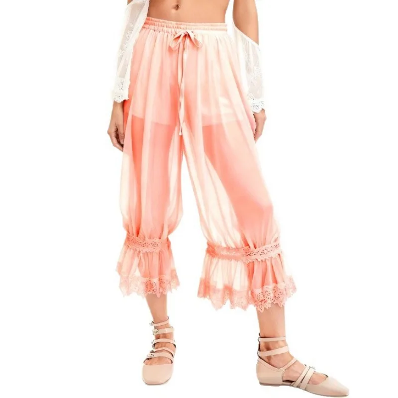 Streetwear Women Lace Patchwork Trendy New Tulle Sheer Pants High-waisted Loose Cropped Pants Y2k Pants Trousers White Black
Streetwear Women Lace Patchwork Trendy New Tulle Sheer Pants High-waisted Loose Cropped Pants Y2k Pants Trousers White Black