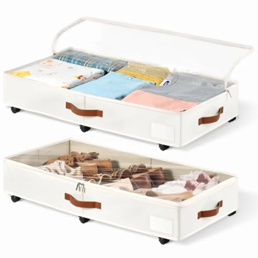 Under Bed Storage with Wheels Pack of 2, Underbed Shoe Storage Contaer B with Clear Lid Cover, Rolling Under Bed Drawer Storage
Under Bed Storage with Wheels Pack of 2, Underbed Shoe Storage Contaer B with Clear Lid Cover, Rolling Under Bed Drawer Storage