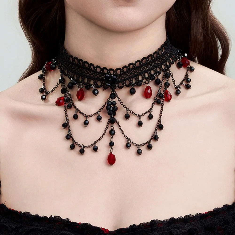 Fashion Tassel Gothic Multilayer Choker Women Neck Jewelry Vintage Crystal Beads Necklace Sweet Charm Lace Strand Necklace Gifts
Fashion Tassel Gothic Multilayer Choker Women Neck Jewelry Vintage Crystal Beads Necklace Sweet Charm Lace Strand Necklace Gifts