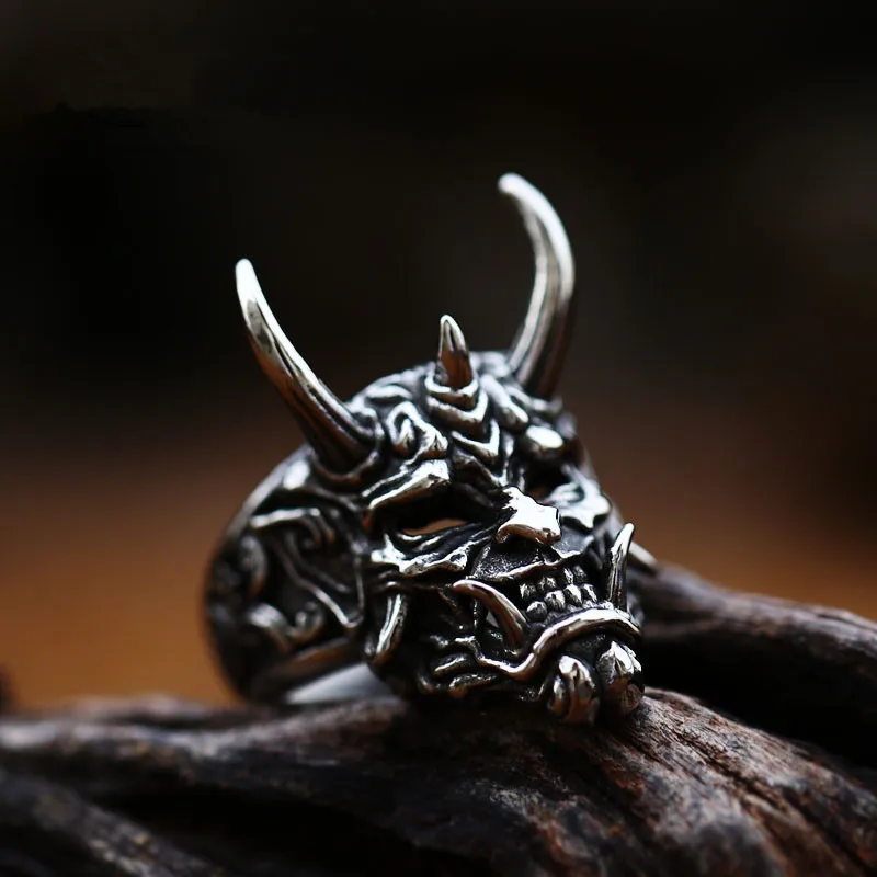 Aroutty Japanese Hannya Mask Horn Stainless Steel Mens Rings Punk Trendy for Boyfriend Male Jewelry Creativity Gift Wholesale
Aroutty Japanese Hannya Mask Horn Stainless Steel Mens Rings Punk Trendy for Boyfriend Male Jewelry Creativity Gift Wholesale