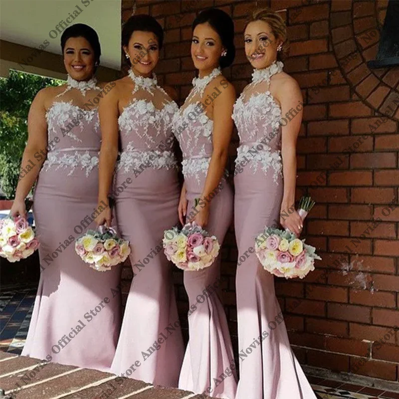 High Neckline Mermaid Bridesmaid Dresses 2026 with Appliques Wedding Party Dresses vestido madrinhas casamento
High Neckline Mermaid Bridesmaid Dresses 2026 with Appliques Wedding Party Dresses vestido madrinhas casamento
