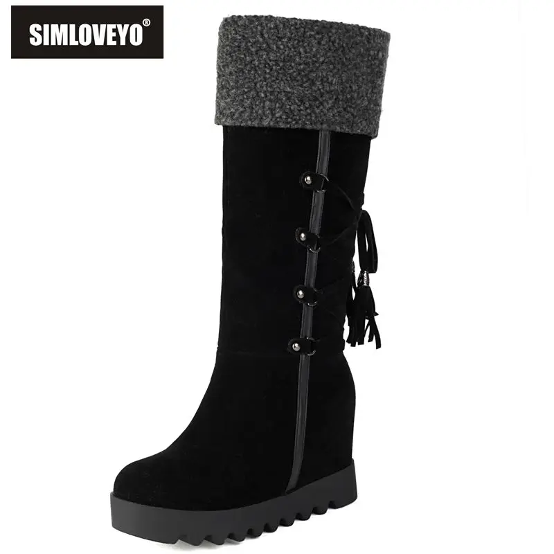 SIMLOVEYO/2020 новые стильные женские повседневные сапоги до колена из флока с круглым носком, замшевые женские сапоги с кисточками на каблуке 8,5 см, большие размеры 41-43 
SIMLOVEYO/2020 новые стильные женские повседневные сапоги до колена из флока с круглым носком, замшевые женские сапоги с кисточками на каблуке 8,5 см, большие размеры 41-43