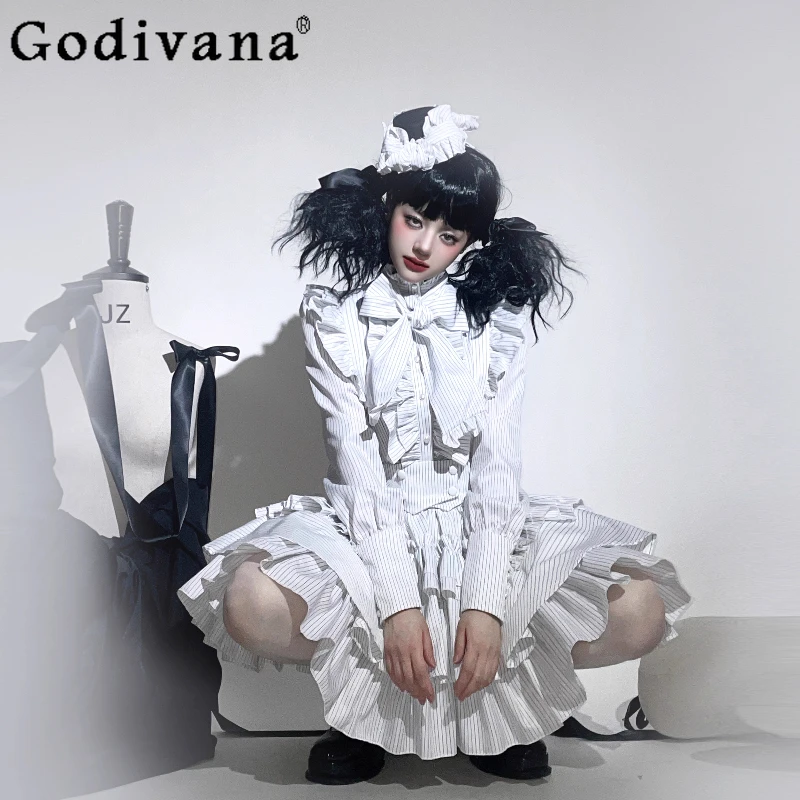 Halloween White Gothic Cos Split Dress Autumn New Girl's Women Sweet Cool Bow Lolita Long Sleeve Shirt Strap Skirt 2-Piece Set
Halloween White Gothic Cos Split Dress Autumn New Girl's Women Sweet Cool Bow Lolita Long Sleeve Shirt Strap Skirt 2-Piece Set
