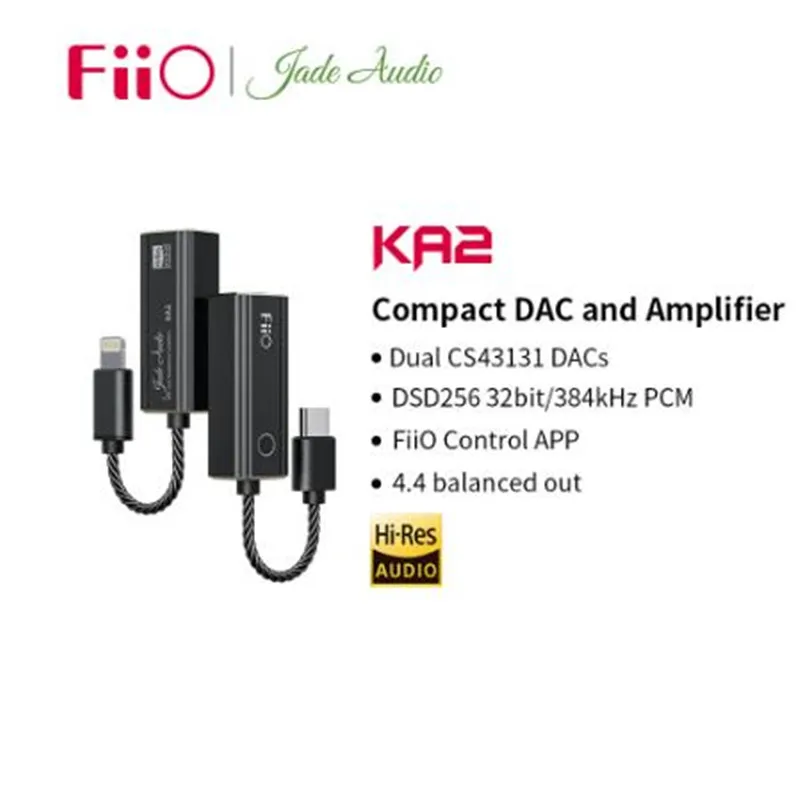 FiiO KA2 TypeC/Lightning to 4.4mm dongle Double DAC CS43131 DSD256 HIFI Cable Adapter for Android IOS MAC Win10
FiiO KA2 TypeC/Lightning to 4.4mm dongle Double DAC CS43131 DSD256 HIFI Cable Adapter for Android IOS MAC Win10