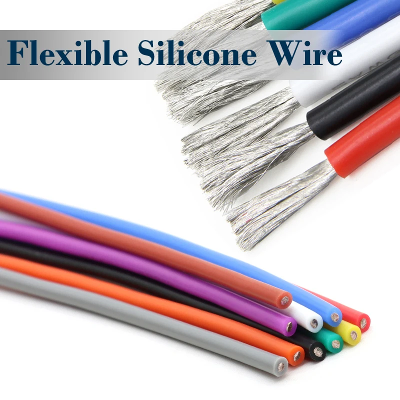 Flexible Silicone Cable 26 24 22 20 18 16 14 12 10 8 AWG Car Battery Automotive Wiring Heat-resistant Electrical Wires 1/5/10m
Flexible Silicone Cable 26 24 22 20 18 16 14 12 10 8 AWG Car Battery Automotive Wiring Heat-resistant Electrical Wires 1/5/10m
